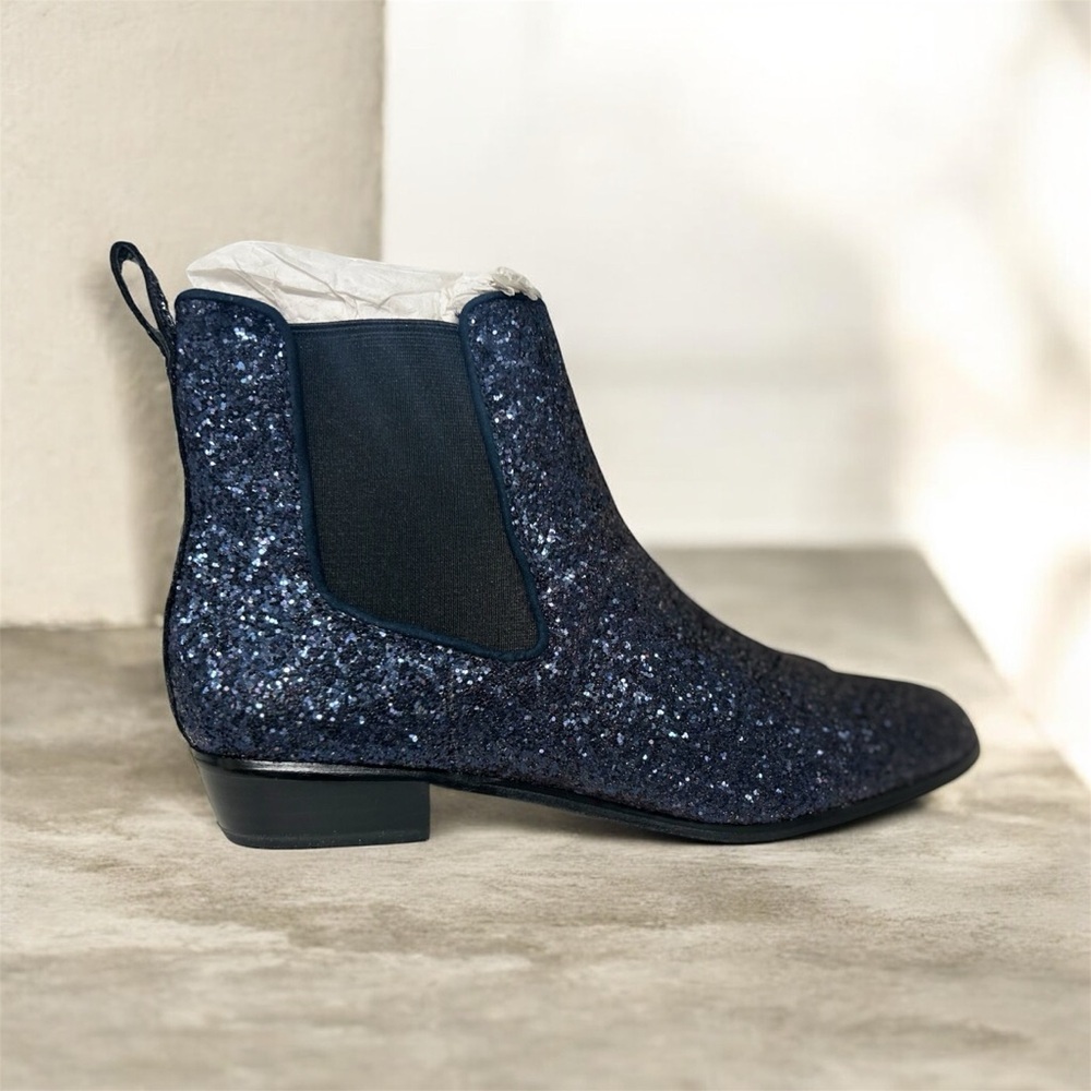 J. Crew Glitter Chelsea Boots Midnight Ankle Boots size 7